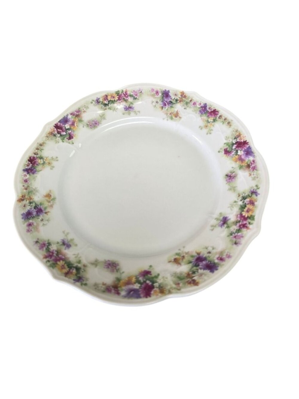 Vintage CT Germany Fine Porcelain Floral Plate With Scalloped Edge Floral Edge